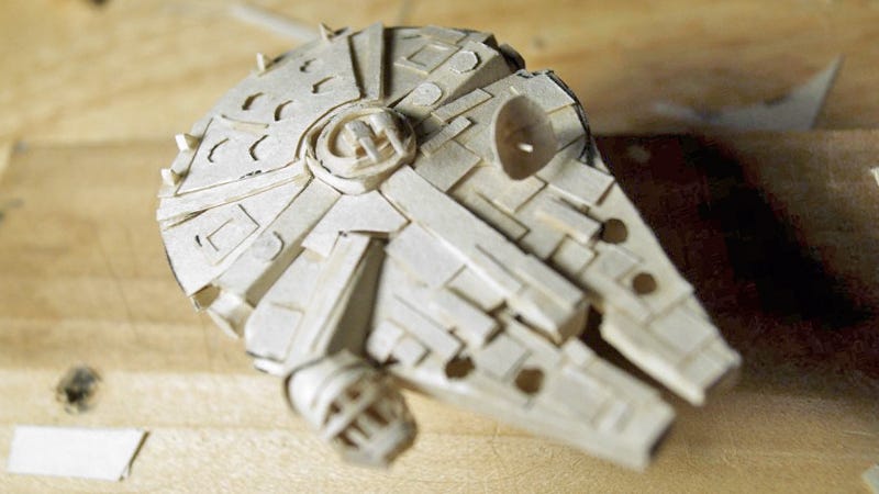 Illustration for article titled This Tiny Papercraft Millennium Falcon Belongs In an Art Gallery