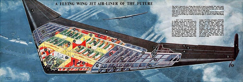 Illustration for article titled Northrop Once Built Planes That Were Just Giant Wings
