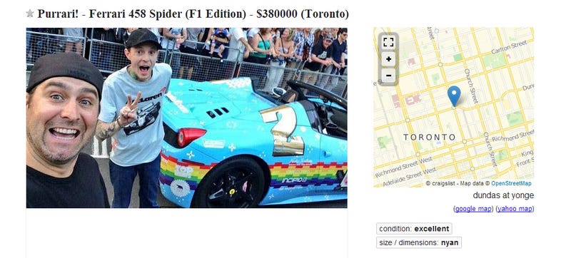 Deadmau5 Is Selling His Nyan Cat Ferrari On Craigslist For