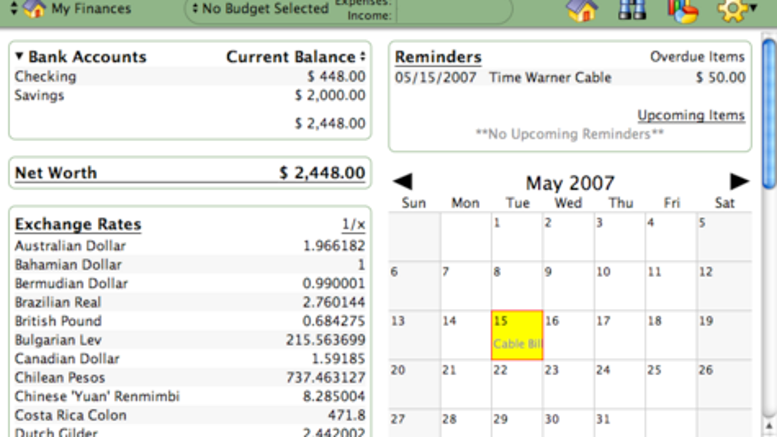 moneydance average spending