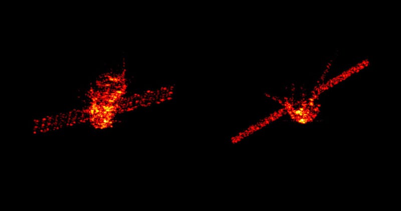 Imágenes compuestas de radar de la Tiangong poco antes de entrar en la atmósfera.