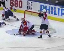 Illustration for article titled Panthers Goalie Thrashed By His Own Teammate