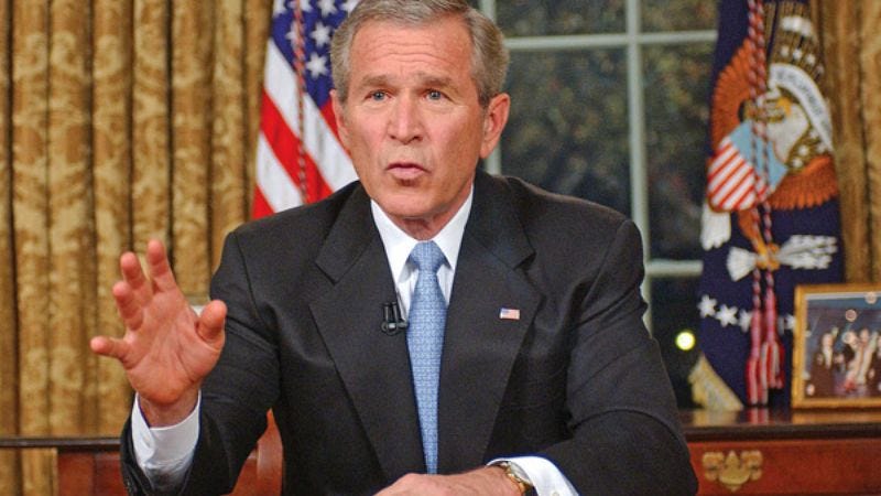 In a televised address to the nation, Bush called for "a little peace and quiet."