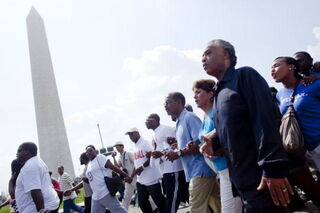 Sharpton leads marchers on the Mall. (Getty Images)