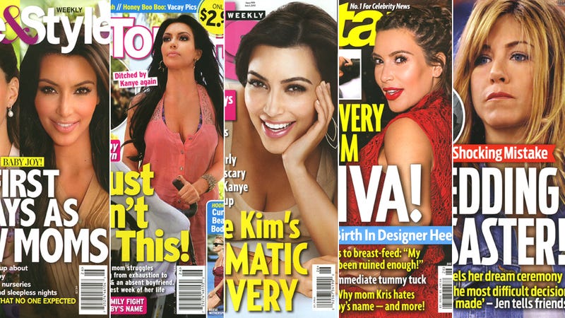 Illustration for article titled This Week in Tabloids: Kanye Didn't Give Kim a Blingy Push Present