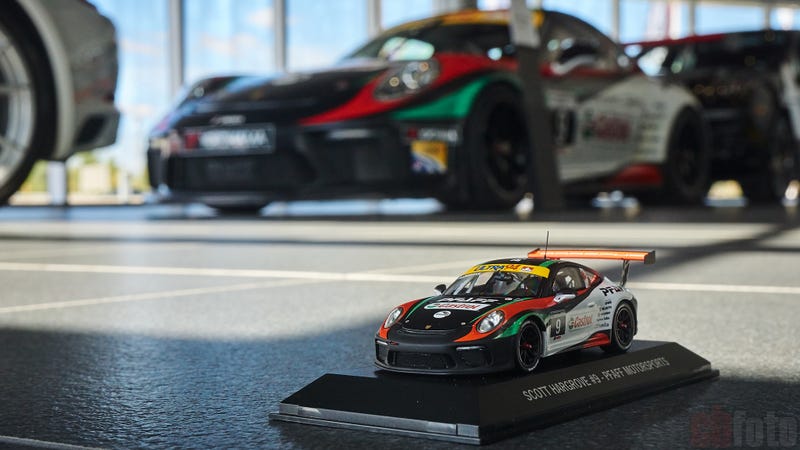 Pfaff Motorsport’s old 991.2 Cup car and it’s diecast counterpart
