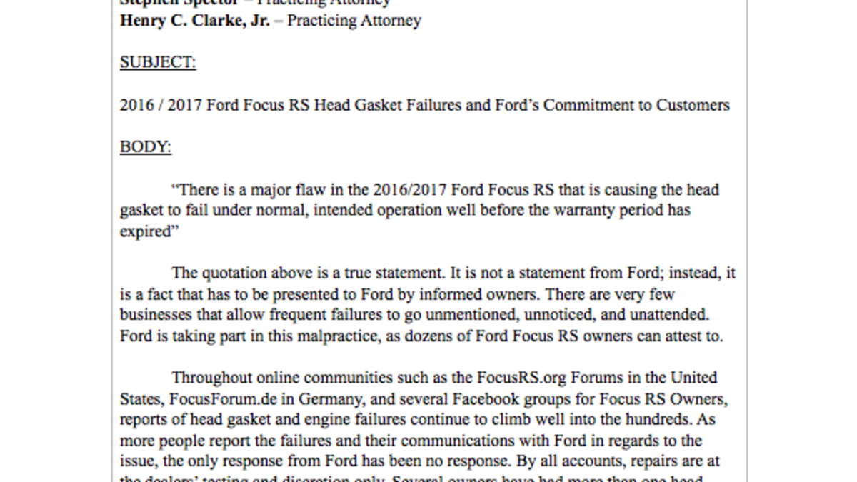 Why So Many Ford Focus RS Owners Are Freaking Out About Failing Head Gaskets