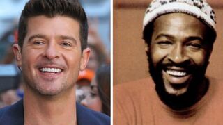 Robin Thicke (Rob Kim/Getty Images); Marvin Gaye (Wikimedia Commons)