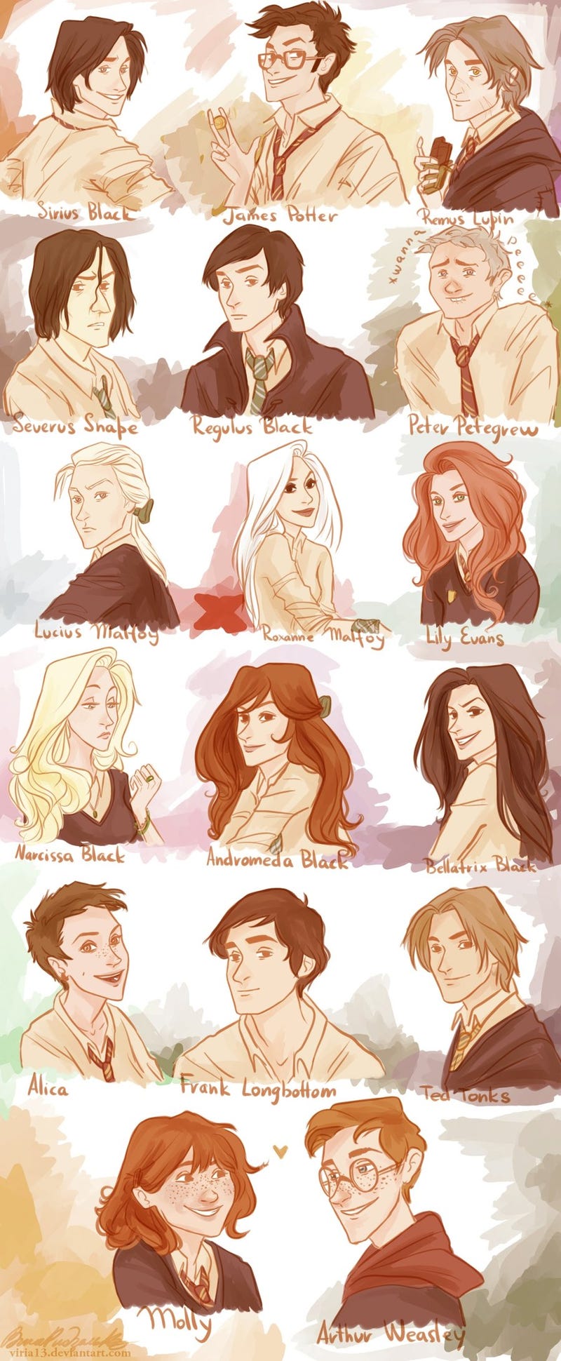 Illustrated scenes from harry potter the marauders generation
