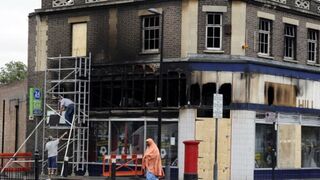 A building damaged by fire during the London riots (Getty Images)