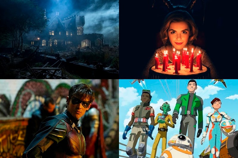 Clockwise from top left: The Haunting Of Hill House, Chilling Adventures of Sabrina, Star Wars: Resistance & Titans.