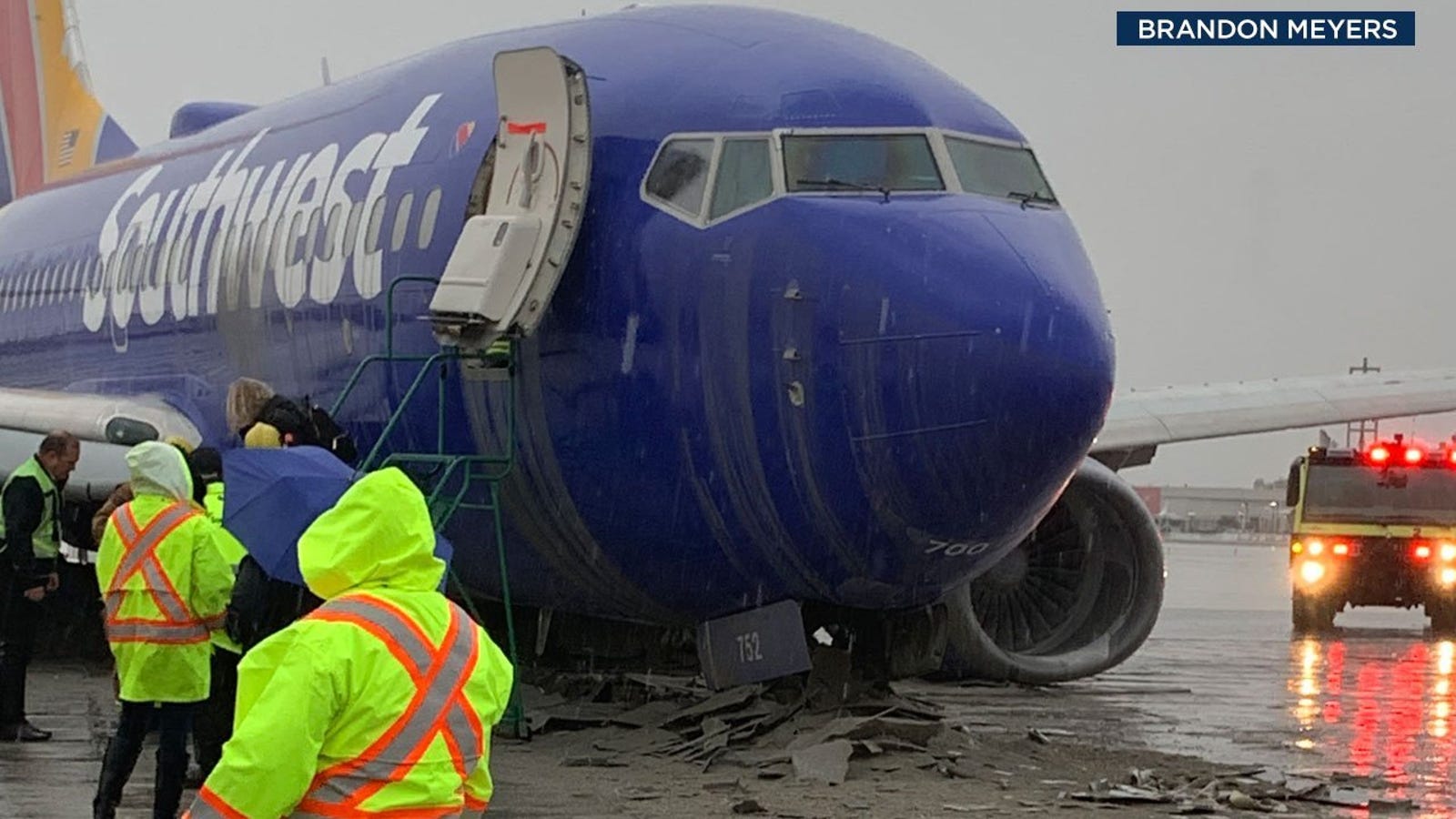 Rain Blamed for Plane Sliding off Runway at Hollywood Burbank Airport
