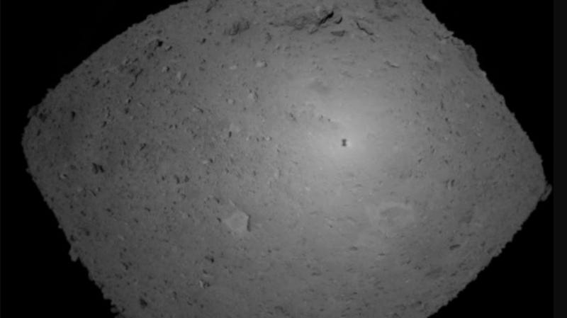 This Oct. 25, 2018 image provided by the Japan Aerospace Exploration Agency (JAXA) shows asteroid Ryugu.