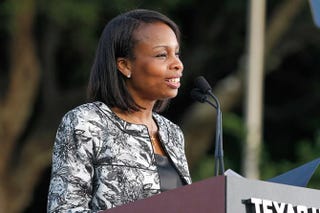 San Antonio Mayor-elect Ivy Taylor speaks onstage at the Texas Honors event to celebrate the History miniseries Texas Rising May 18, 2015, at the Alamo in San Antonio.Rick Kern/Getty Images for HISTORY