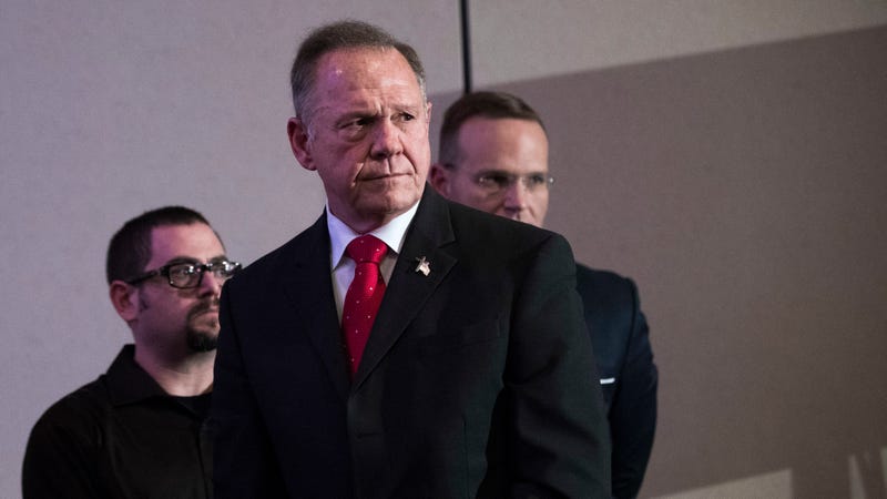 Republican candidate for U.S. Senate Roy Moore listens to a question during a news conference with supporters and faith leaders on Nov. 16, 2017, in Birmingham, Ala. (Drew Angerer/Getty Images)