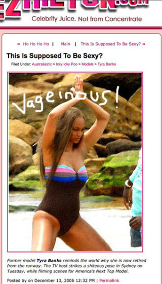 Illustration for article titled Tyra Unveils Real Hair; Interviews Evil Leprechaun