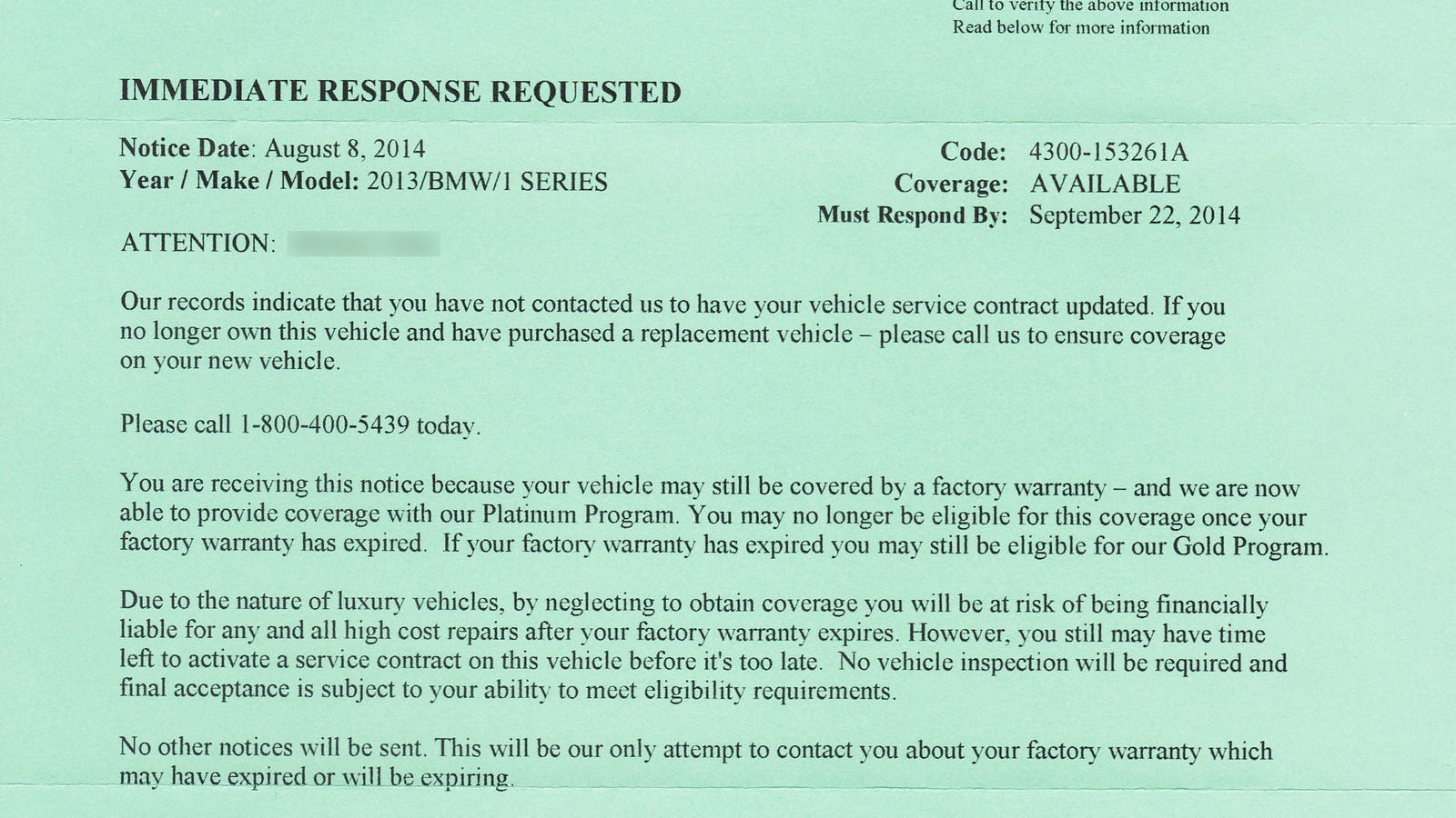 Beware of bullshit officiallooking warranty notices