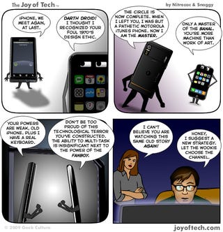 Illustration for article titled Darth Droid's Terror Is Insignificant Against The Power Of The Fanboy
