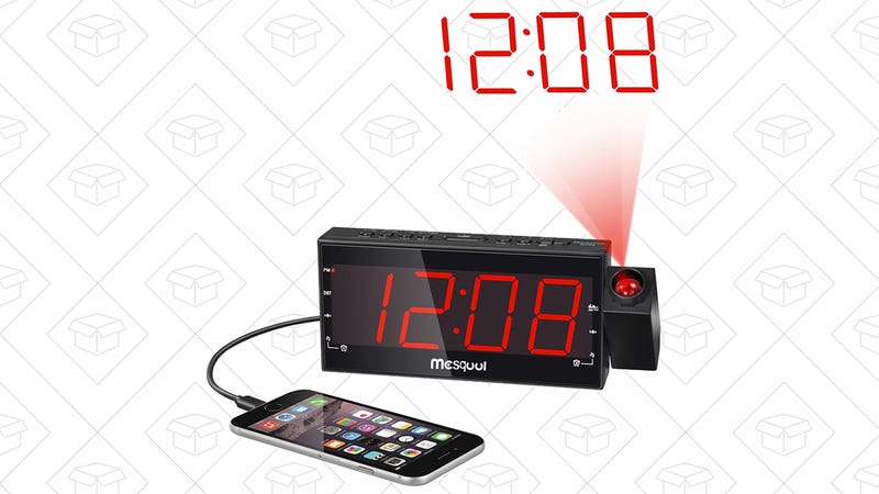 Mesqool AM/FM Projector Alarm Clock With USB Charger, $19 with code 3LOH2GFV