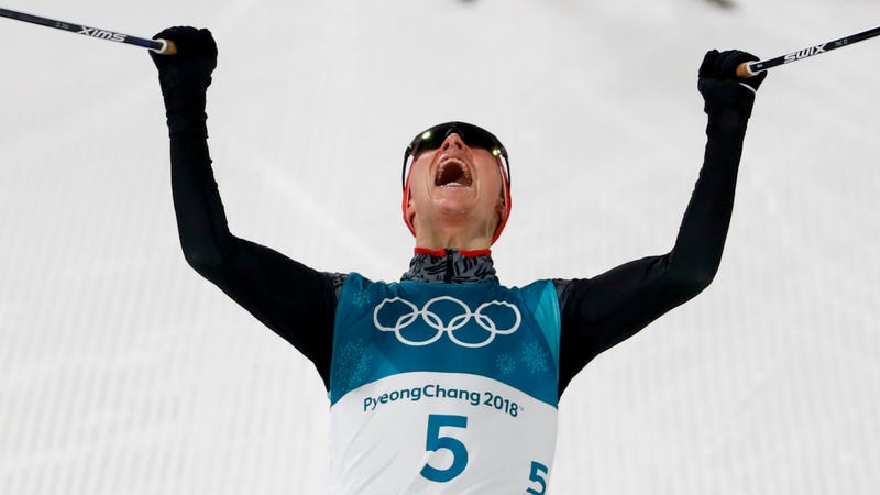 Eric Frenzel, of Germany, celebrates after winning the the gold medal at the 2018 Winter Olympics in Pyeongchang, South Korea. (Photo: AP)