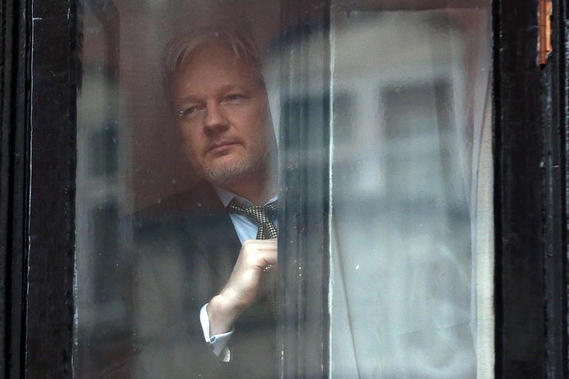 Wikileaks founder Julian Assange in the Ecuadorian embassy in London in a file photo from February 5, 2016 (Photo by Carl Court/Getty Images)