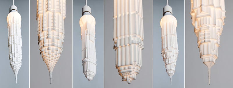 Illustration for article titled Inverted Skyscrapers Hang Like Glowing Stalactites From Your LED Bulbs