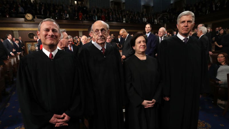 U.S. Supreme Court Chief Justice John G. Roberts, U.S. Supreme Court Associate Justice Stephen G. Breyer, U.S. Supreme Court Associate Justice Elena Kagan, U.S. Supreme Court Associate Justice Neil M. Gorsuch during the State of the Union address.