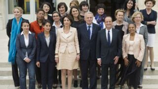 Hollande poses with the women in his cabinet. (Lionel Bonaventure/AFP/Getty Images)