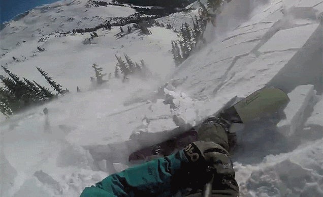 Man rides avalanche on inflatable backpack Man rides avalanche on inflatable backpack