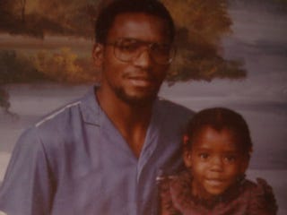 Writer Patrice J. Williams with her father in 1986