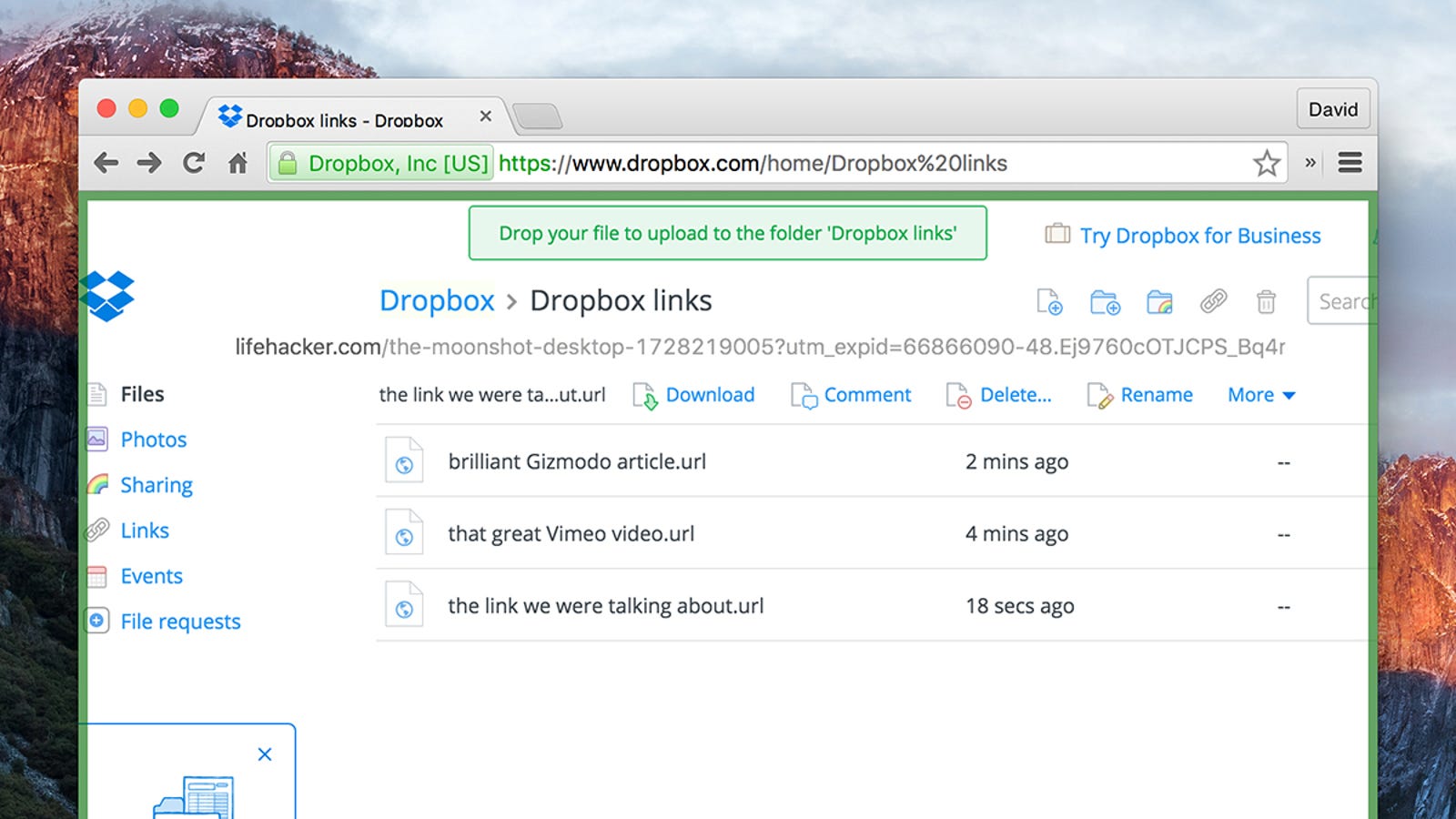 dropbox links list