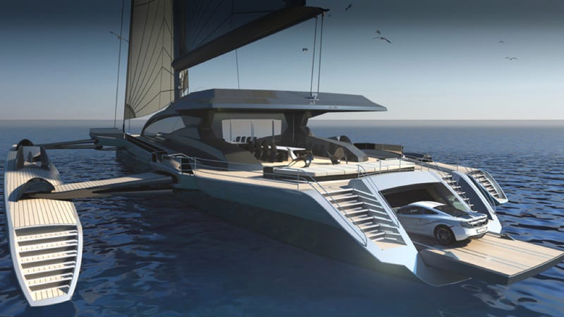 The World S Largest Sailing Trimaran Has A Garage For Your