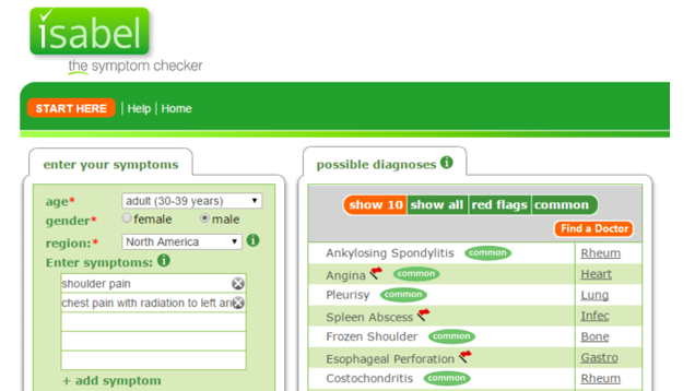 How do you use symptom checkers on medical websites?