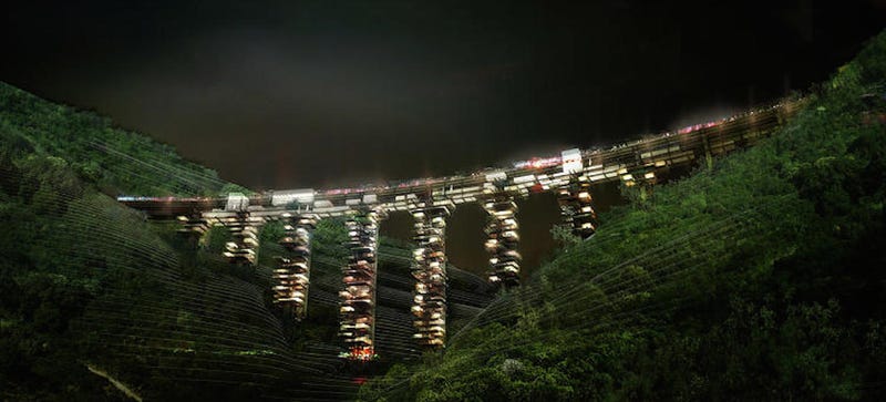 Illustration for article titled Italy Wants to Turn Its Old Bridges into Inverted Skyscrapers