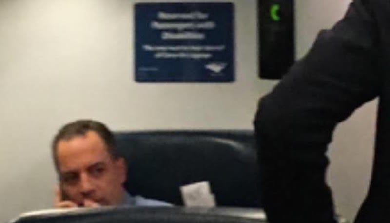 Illustration for article titled This Sure Looks Like Reince Priebus Taking a Seat Reserved for Disabled Passengers