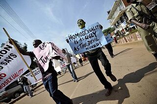 Ugandans protest against homosexuality. (Google Images)