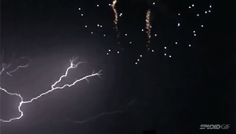 Lightning and fireworks GIF