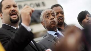 Former NAACP President Benjamin Jealous, the Rev. Al Sharpton and the Rev. Jesse Jackson march with Trayvon Martin supporters through the historically African-American community of Goldsboro on their way to an NAACP rally in front of the Sanford Police Department on March 31, 2012, in Sanford, Fla.Mario Tama/Getty Images