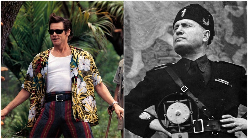 Illustration for article titled Political artist Jim Carrey is feuding with Benito Mussolini's granddaughter, so hey, how's your day?