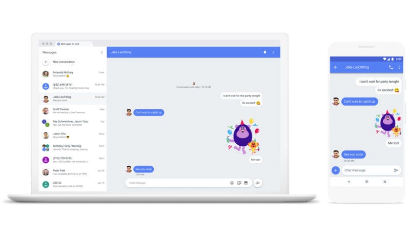 Illustration for article titled Por fin: Google lanza soporte de escritorio que permite a los usuarios de Android enviar mensajes desde sus ordenadores
