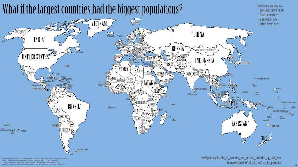 The Size Of Countries In Real Life Versus The Size Of