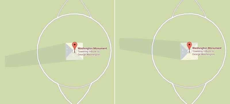 Illustration for article titled The Washington Monument's Moving Shadow Is a Fun Google Maps Easter Egg