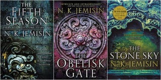 All three books in the Broken Earth trilogy.