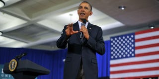 President Barack Obama speaks in Binghamton, N.Y. (Jewel Samad/Getty Images)