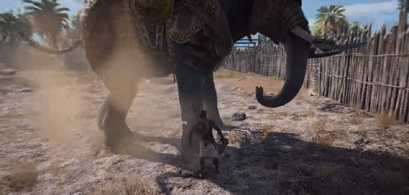 Assassin's Creed Origins Spieler versucht, mit bloßen Händen einen Kriegselefanten zu töten