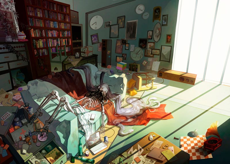 Illustration for article titled Concept Art Writing Prompt: The Girl with the Skeleton Body