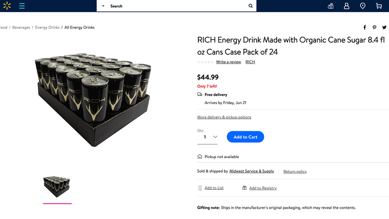 Illustration for article titled You Can Finally Buy Rich Energy in the U.S. Through Walmart