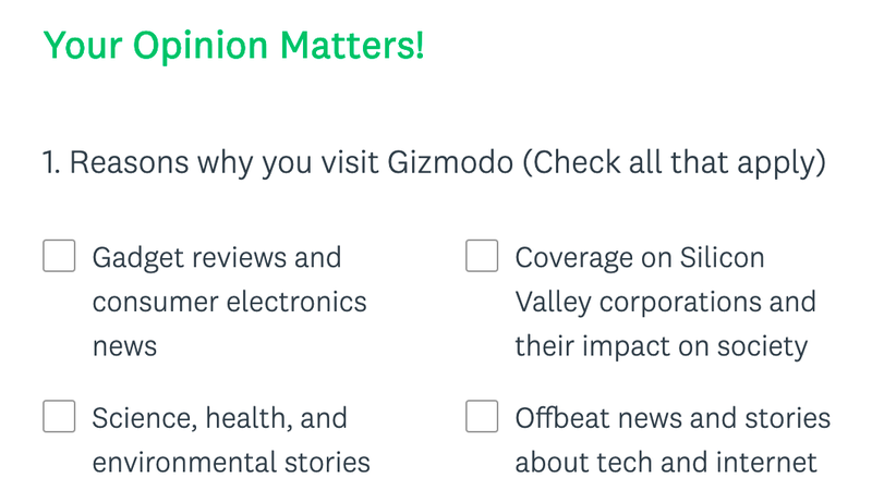 Illustration for article titled Pop-Up Survey on Gizmodo
