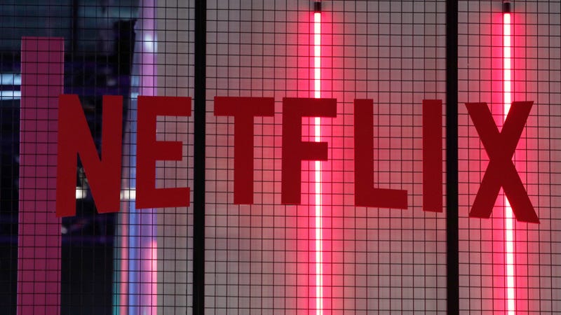 The logo of American entertainment company Netflix is pictured at the Paris games week in Paris.
