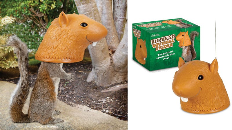 Humiliate Your Backyard Pests With This Giant Head Squirrel Feeder
